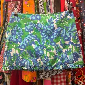 Lilly Pulitzer Blue Green Floral Ruffle Callie Mini Skirt Bee in Your Bonnet 0